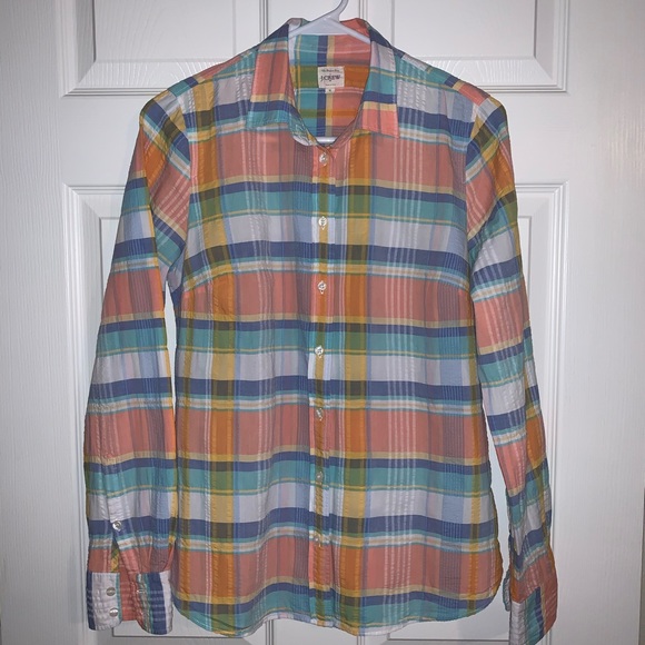 J. Crew Tops - J.Crew Pastel Seersucker ‘The Perfect Shirt’